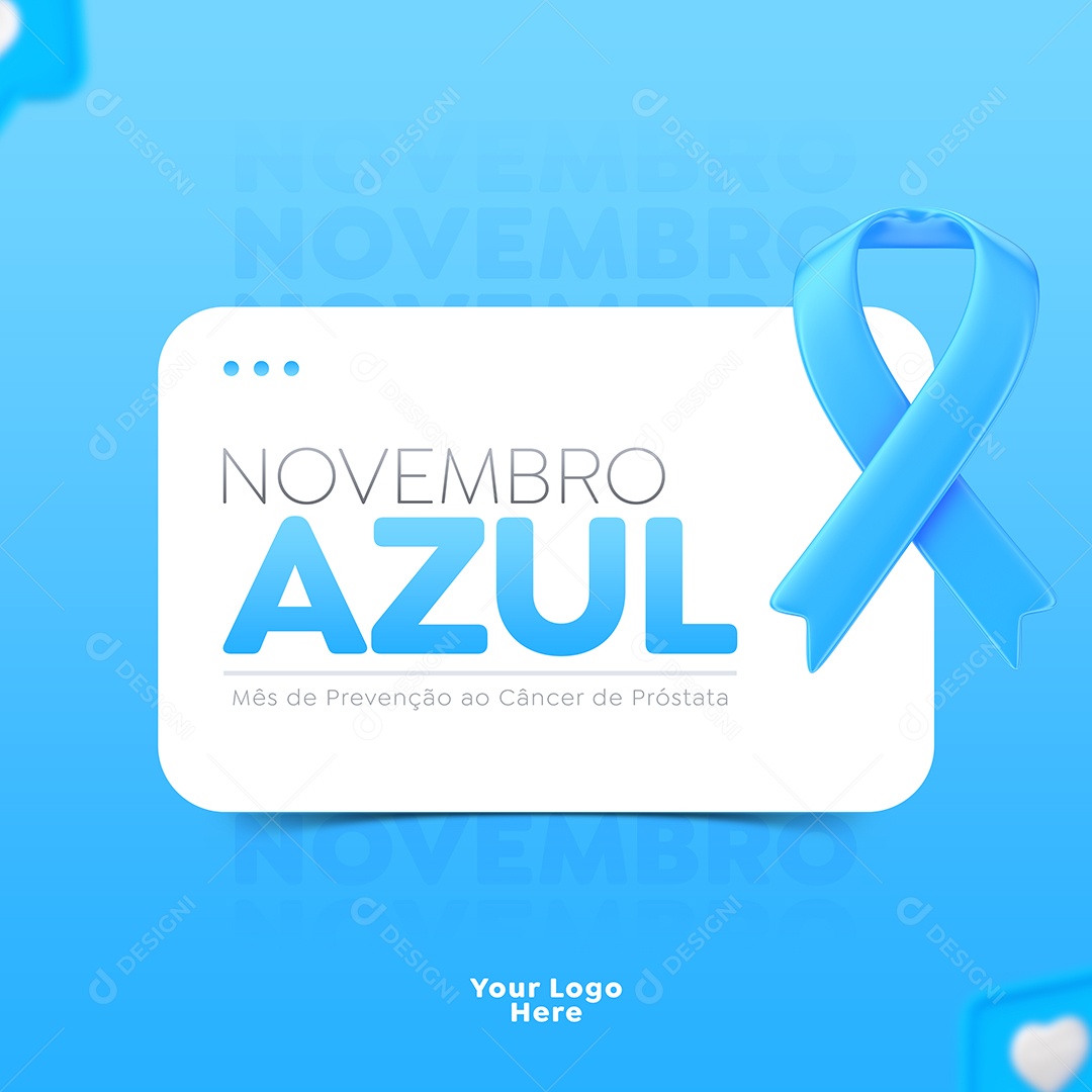 Mês de Prevenção ao Câncer de Próstata Novembro Azul Social Media PSD Editável