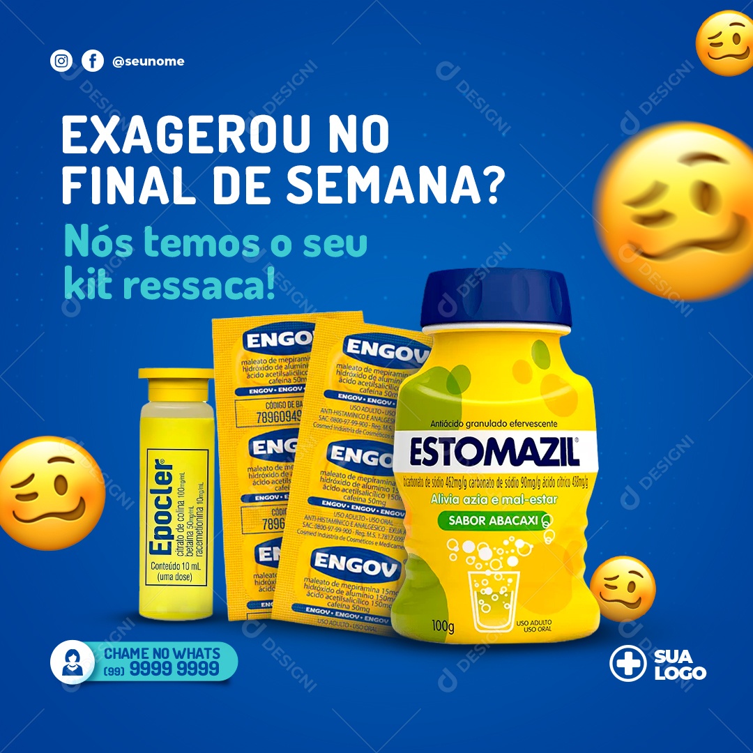 Exagerou No Final De Semana Nós Temos o Seu Kit Ressaca Social Media PSD Editável