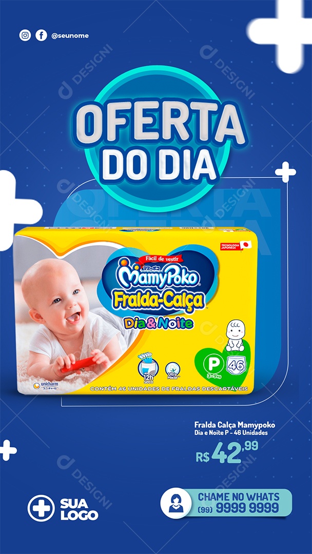 Oferta Do Dia Fraldas MamyPoko Promoções Social Media PSD Editável