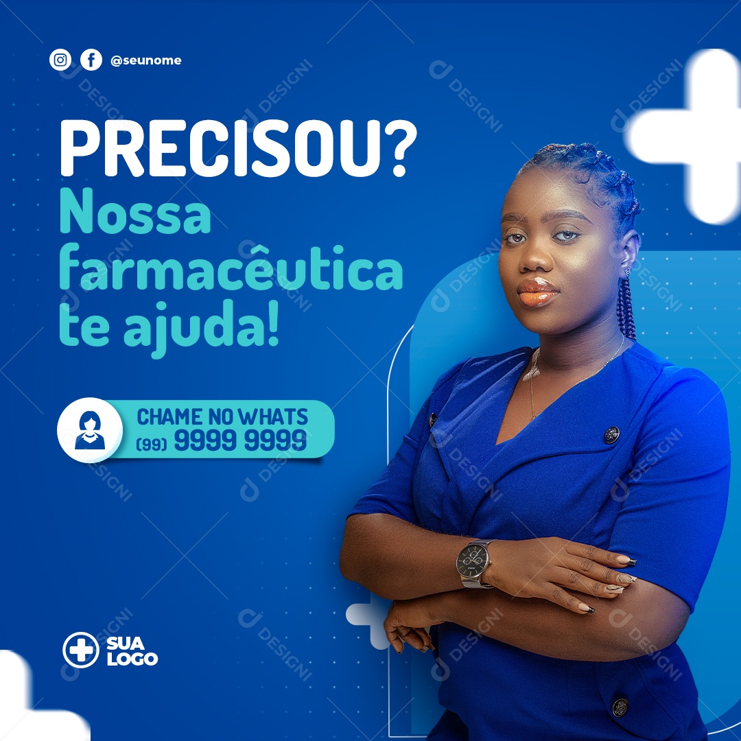 Precisou Nossa Farmacêutica Te Ajuda Social Media PSD Editável