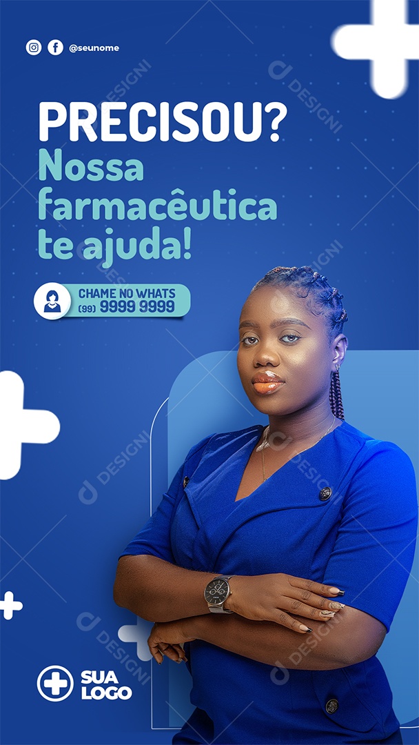 Precisou Nossa Farmacêutica Te Ajuda Social Media PSD Editável