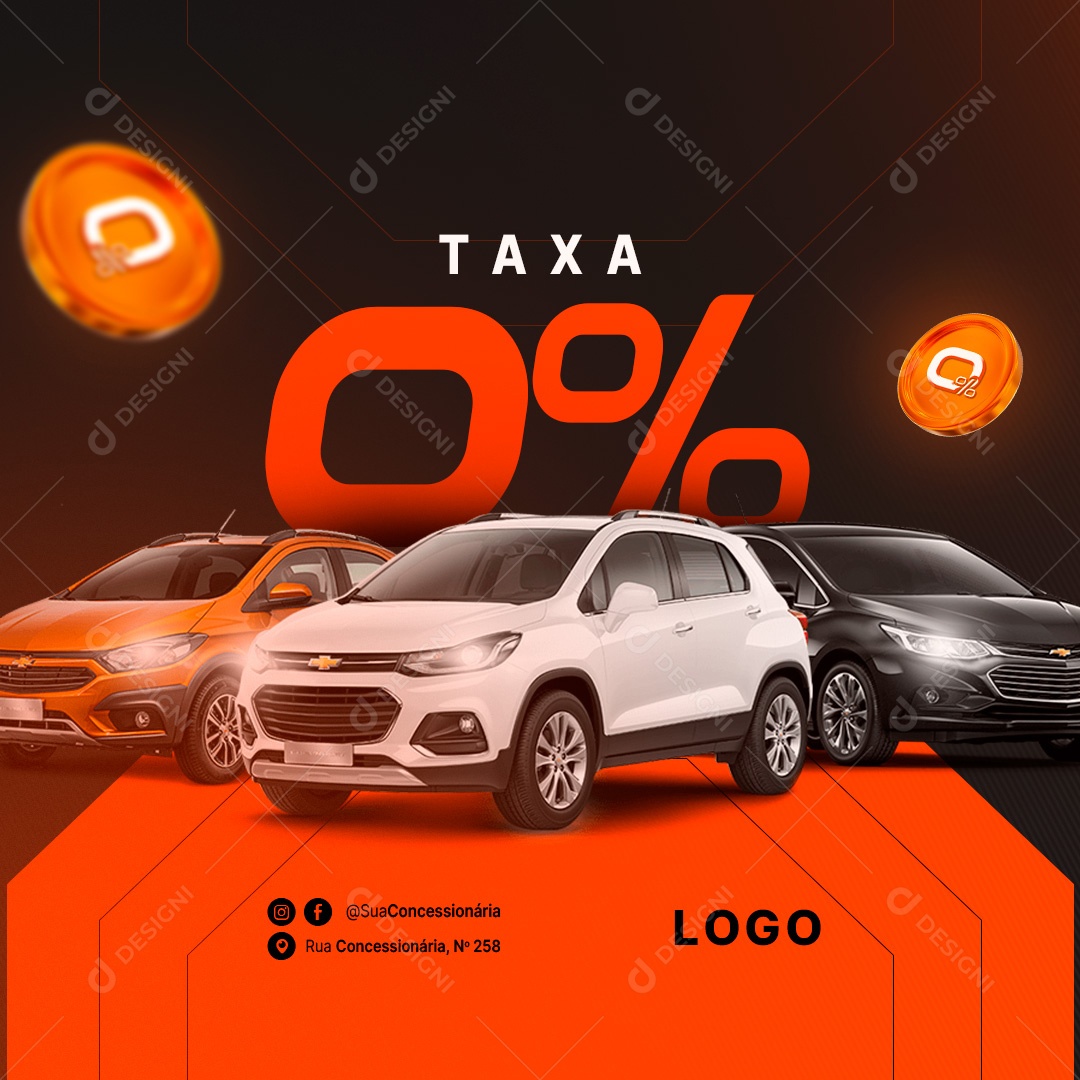 Taxa 0% Concessionária Social Media PSD Editável