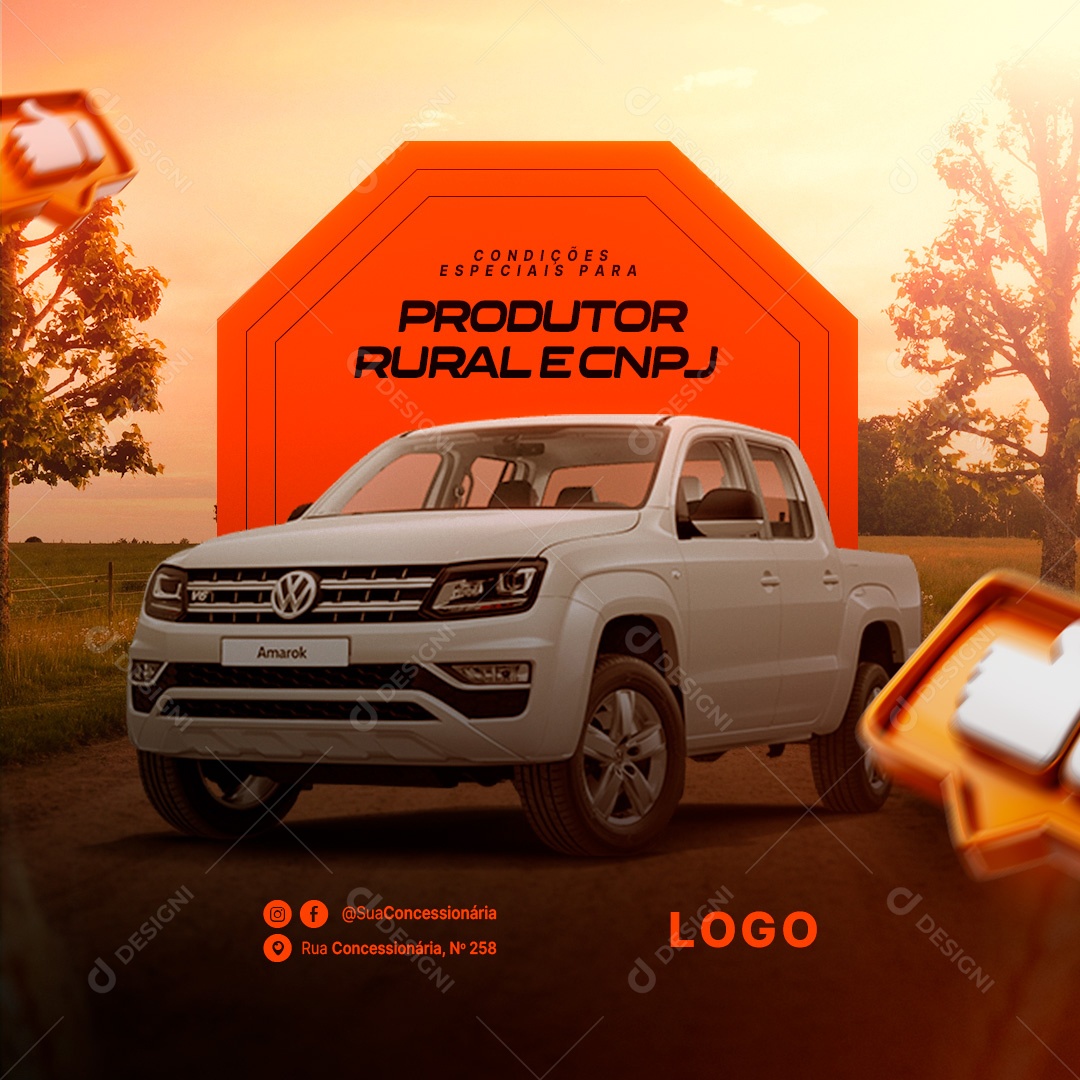 Condições Especiais Para Produtor Rural e Cnpj Concessionária Social Media PSD Editável