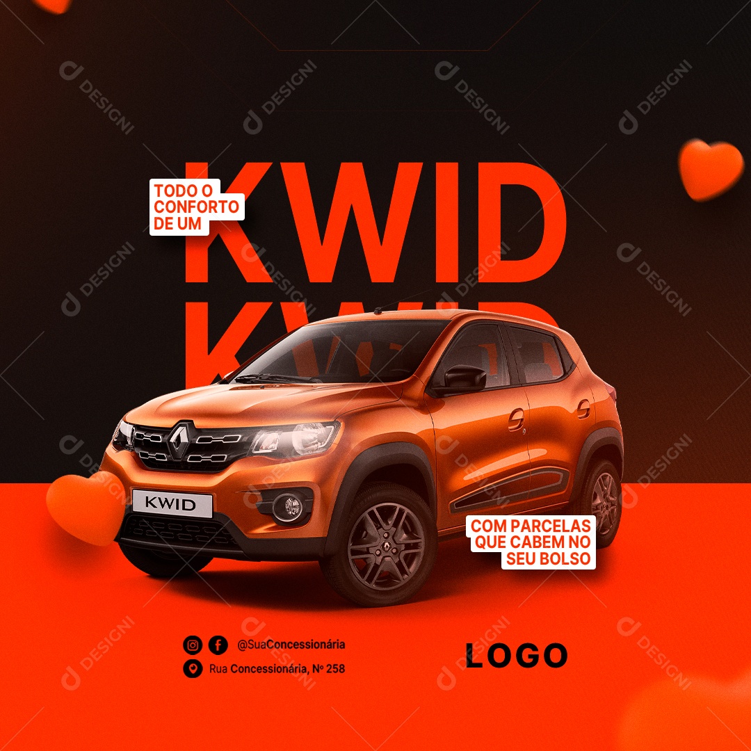 Todo o Conforto de Um Kwid Com Parcelas Que Cabem no Seu Bolso Concessionária Social Media PSD Editável