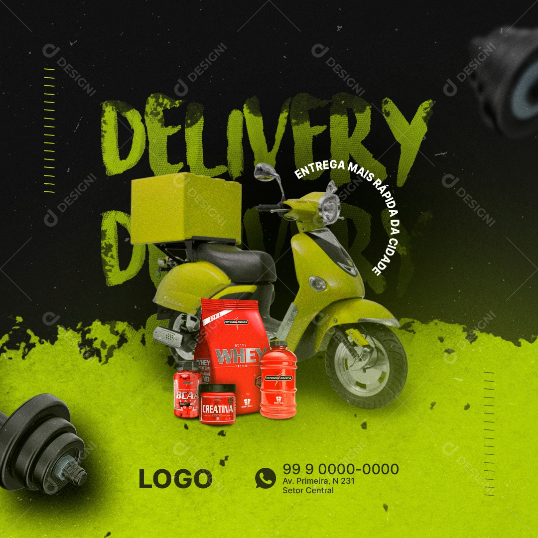 Delivery Loja de Suplementos Academia Social Media PSD Editável