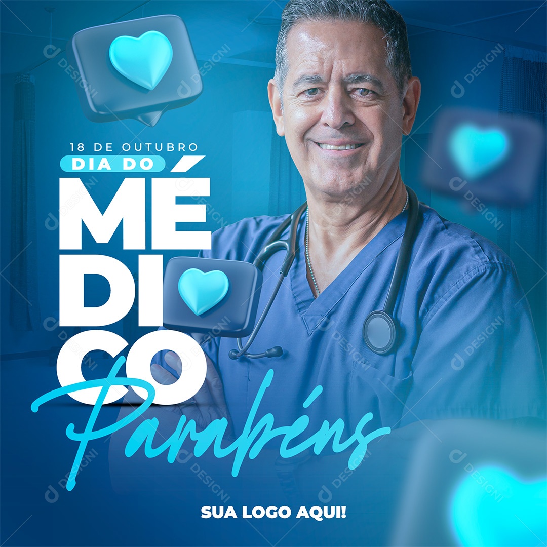Post Dia do Médico Parabéns Social Media PSD Editável