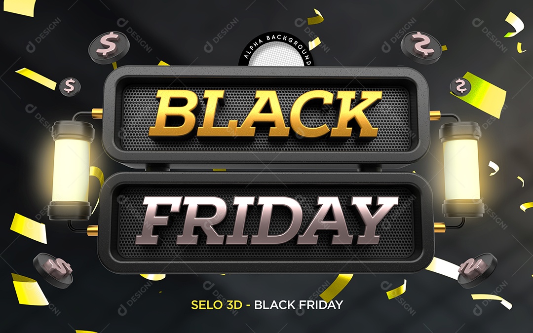 Selo 3D Para Composição Black Friday PSD