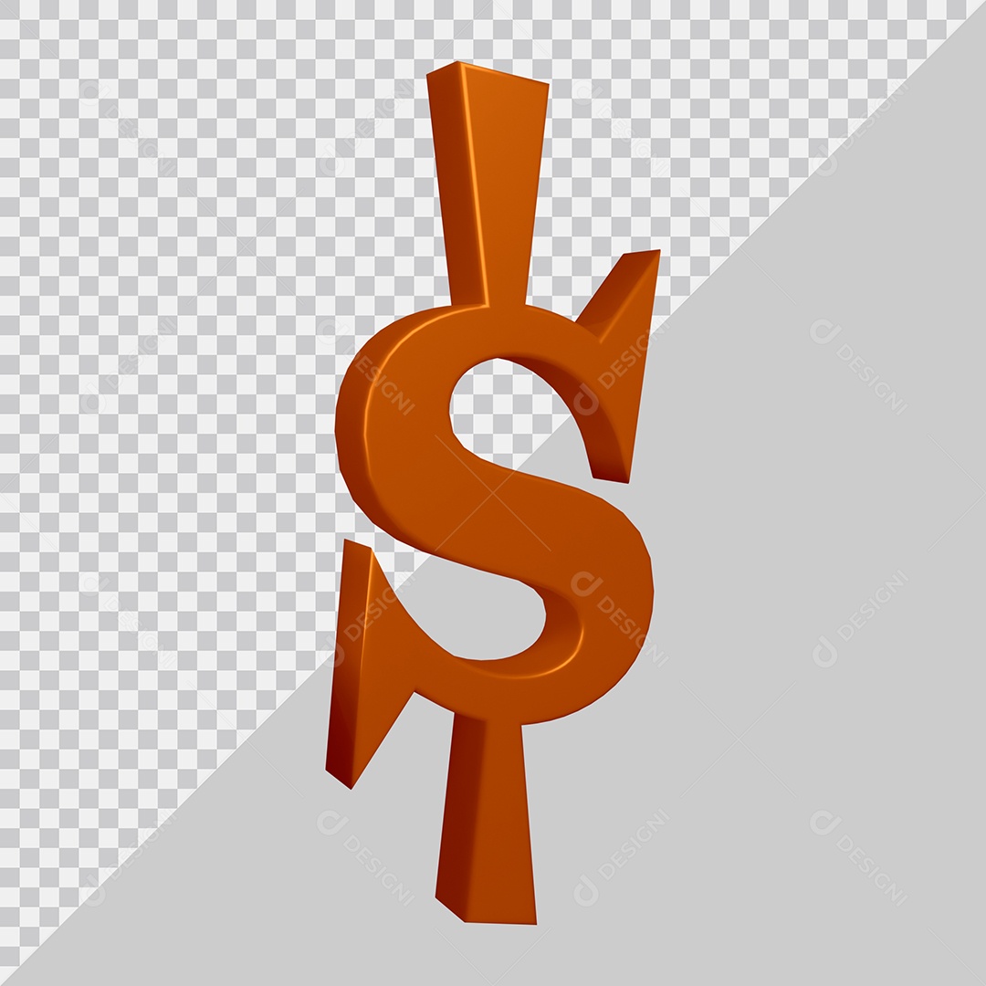 Elemento 3D Para Composição Símbolo do dólar $ Marrom PSD
