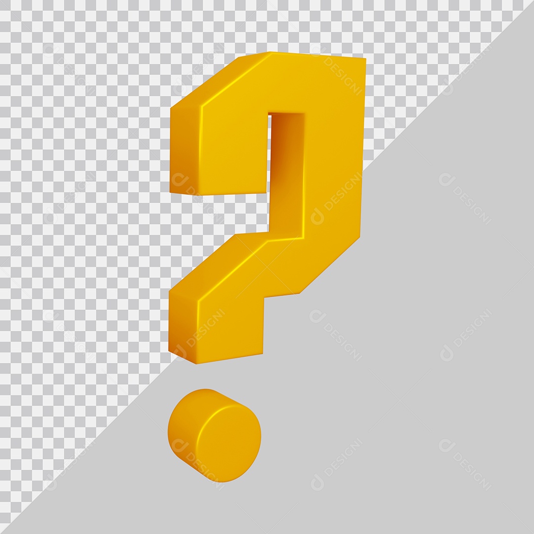 Elemento 3D Para Composição Símbolo de ponto de interrogação Dourado PSD