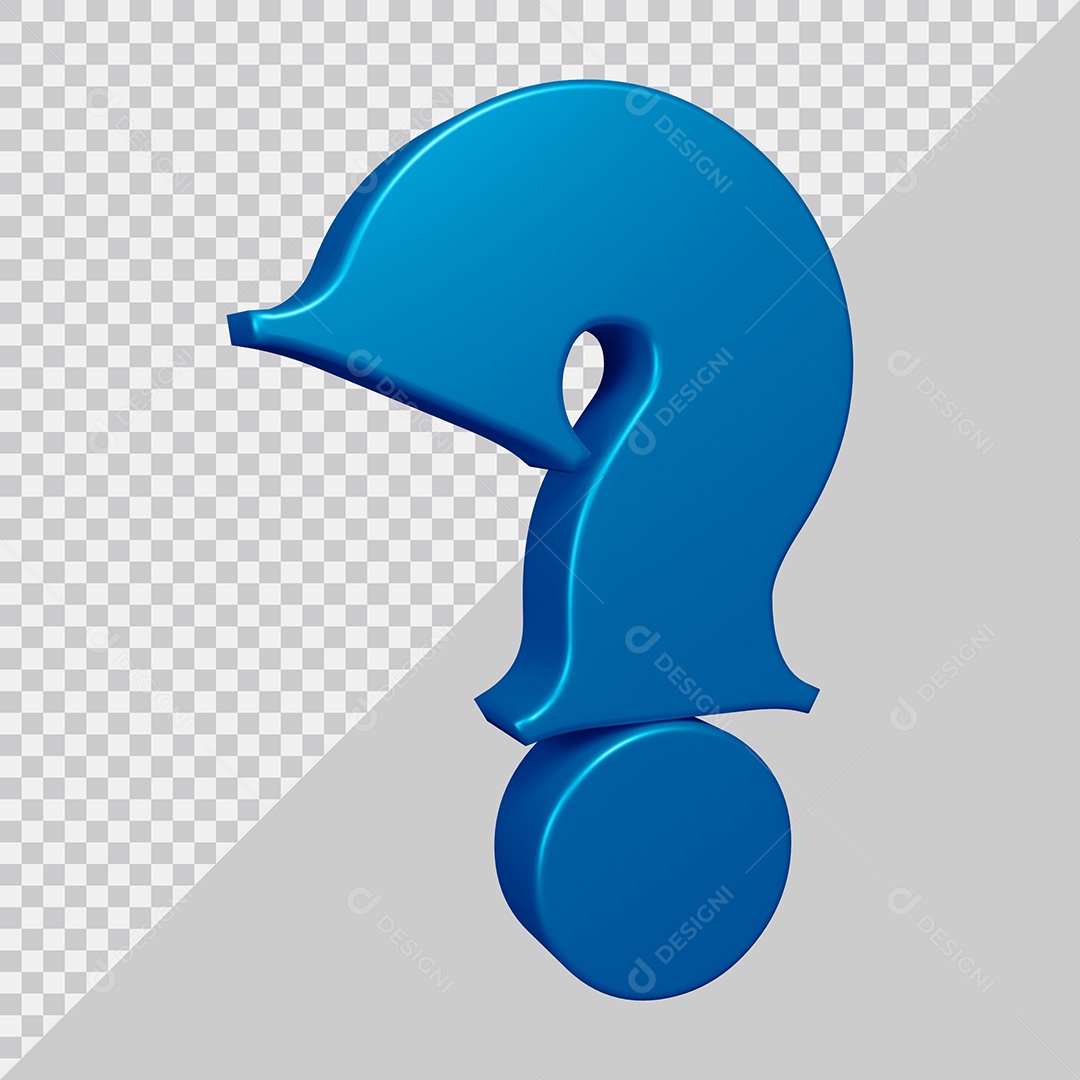 Elemento 3D Para Composição Símbolo de ponto de interrogação Azul PSD