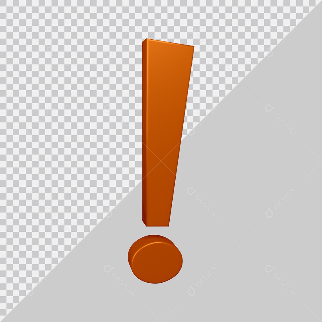 Elemento 3D Para Composição Símbolo de Ponto de Exclamação Marrom PSD