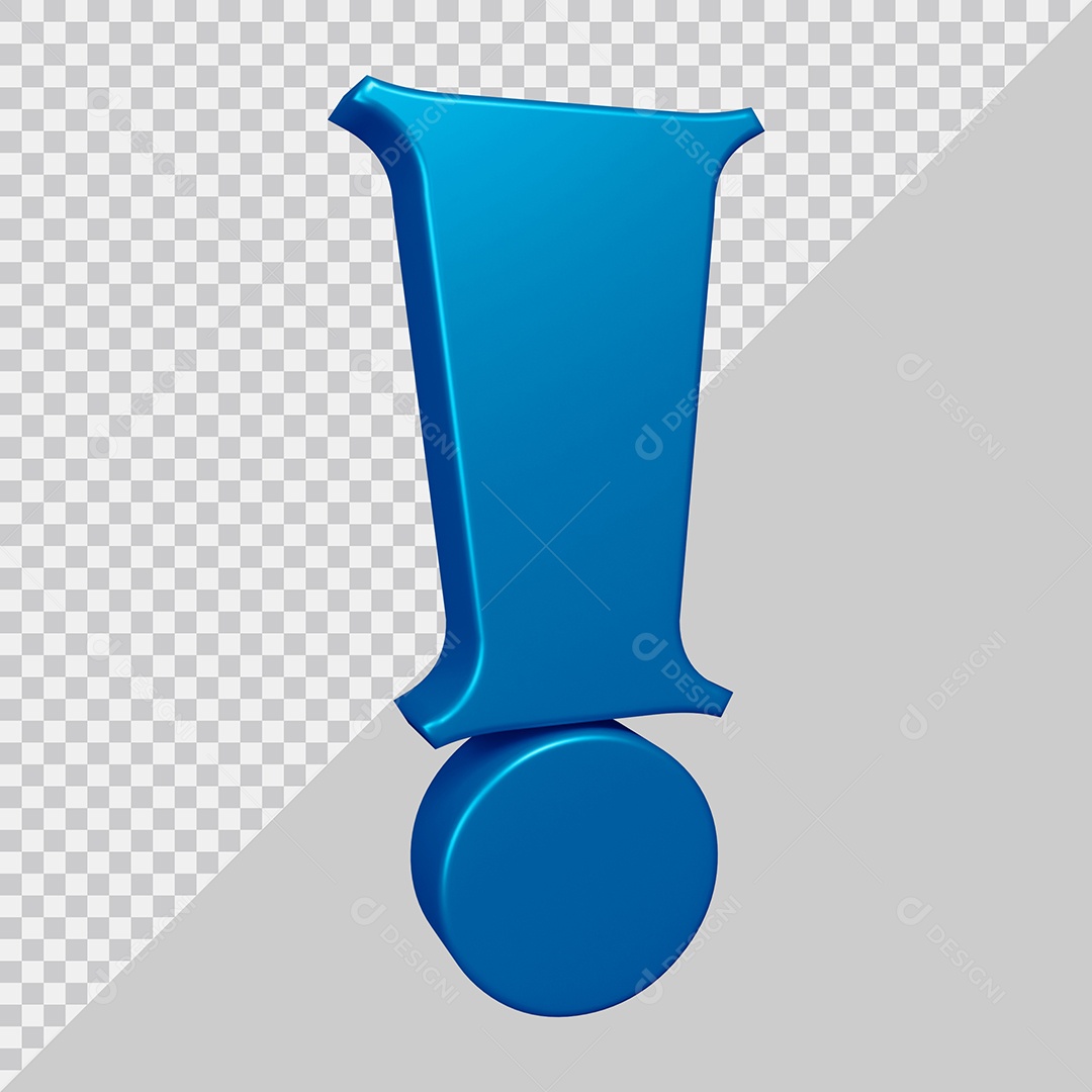 Elemento 3D Para Composição Símbolo de Ponto de Exclamação Azul PSD