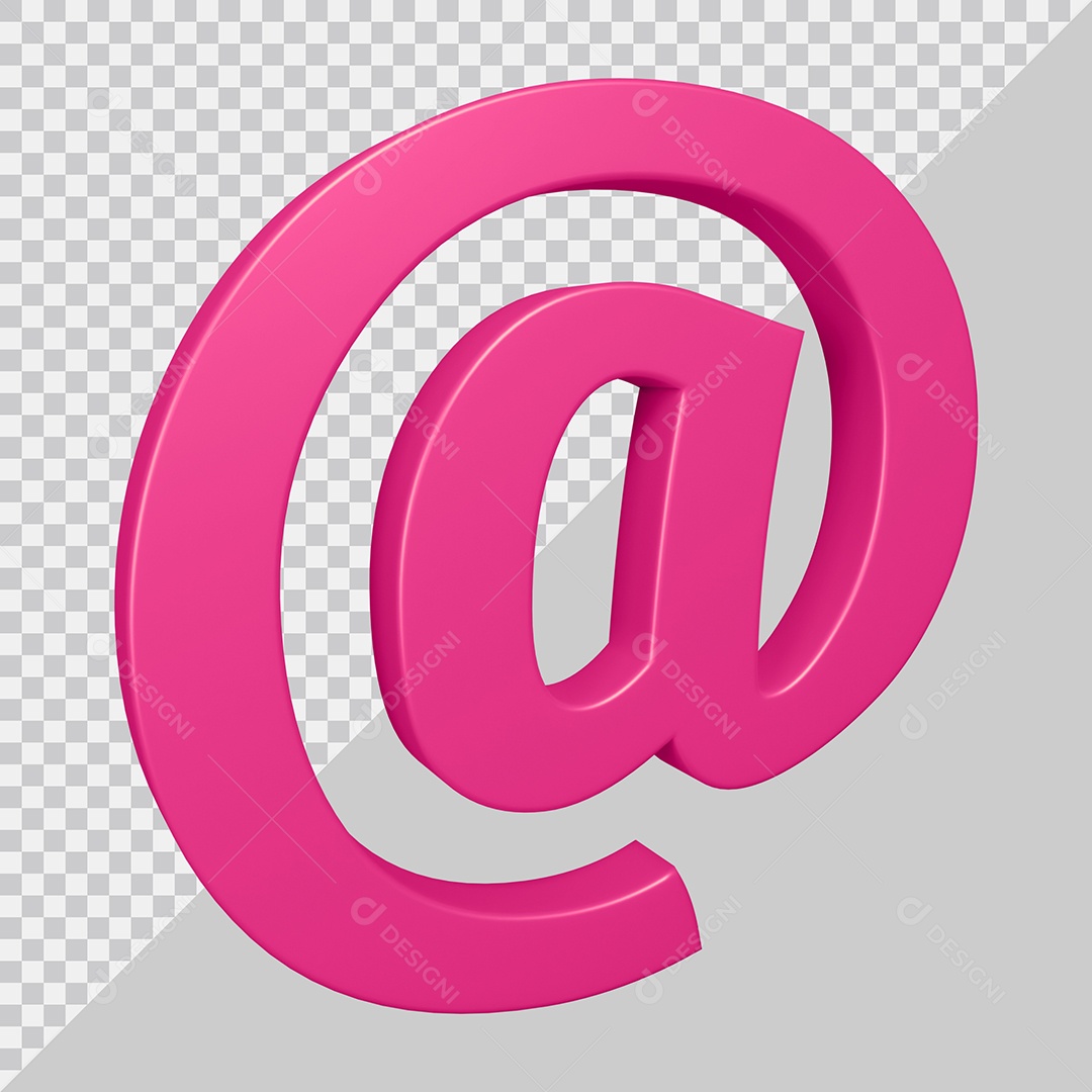 Elemento 3D Para Composição Símbolo Arroba Rosa PSD