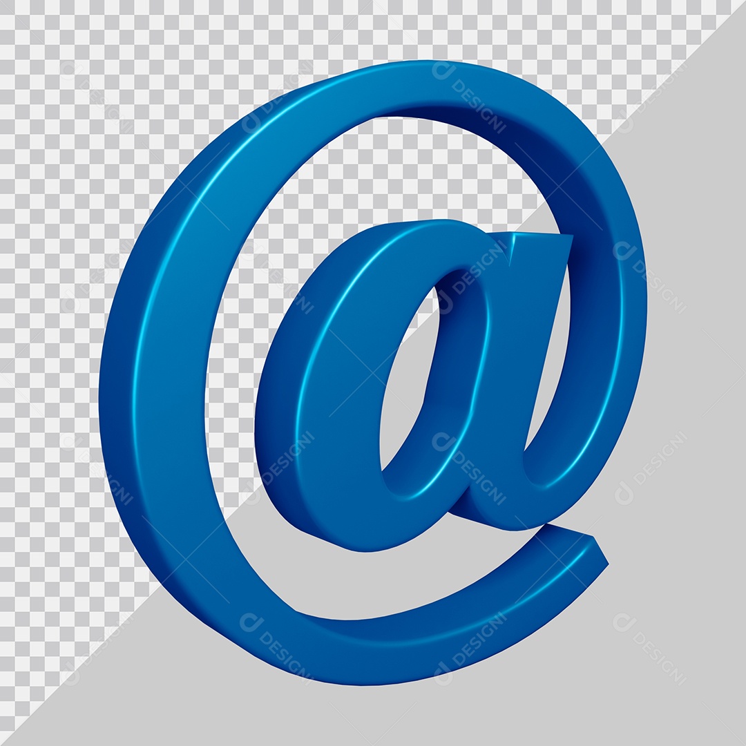 Elemento 3D Para Composição Símbolo Arroba Azul PSD