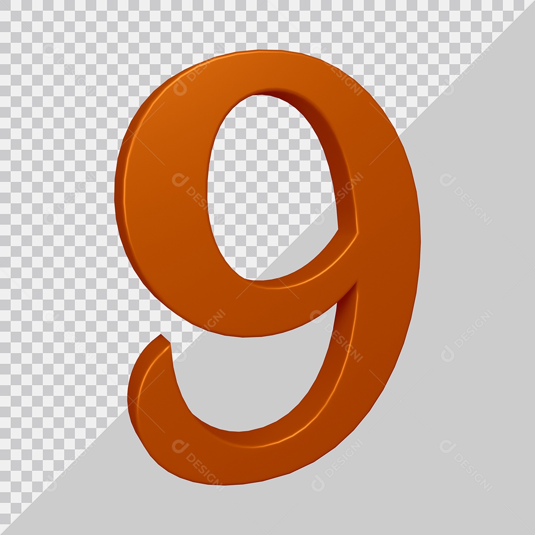 Elemento 3D Para Composição Número 9 Marrom PSD