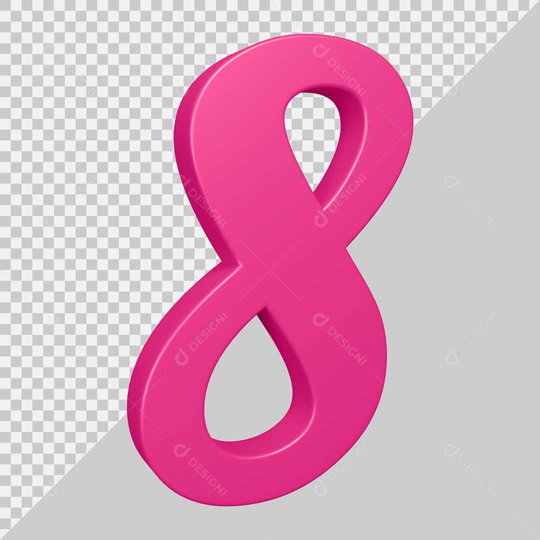 Elemento 3D Para Composição Número 8 Rosa PSD