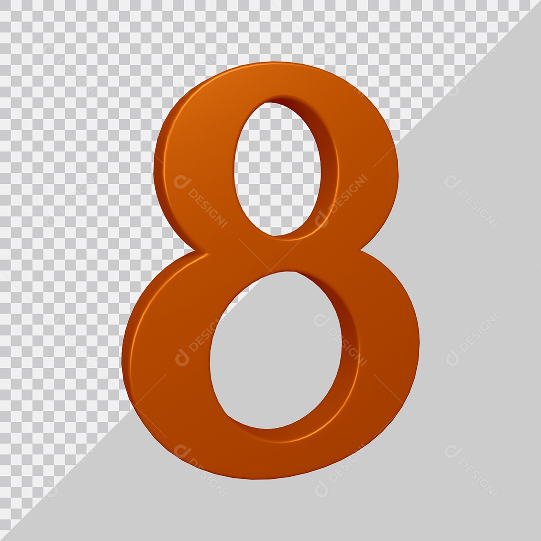 Elemento 3D Para Composição Número 8 Marrom PSD