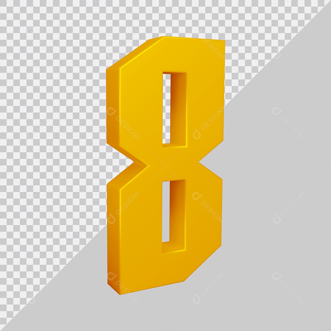 Elemento 3D Para Composição Número 8 Dourado PSD