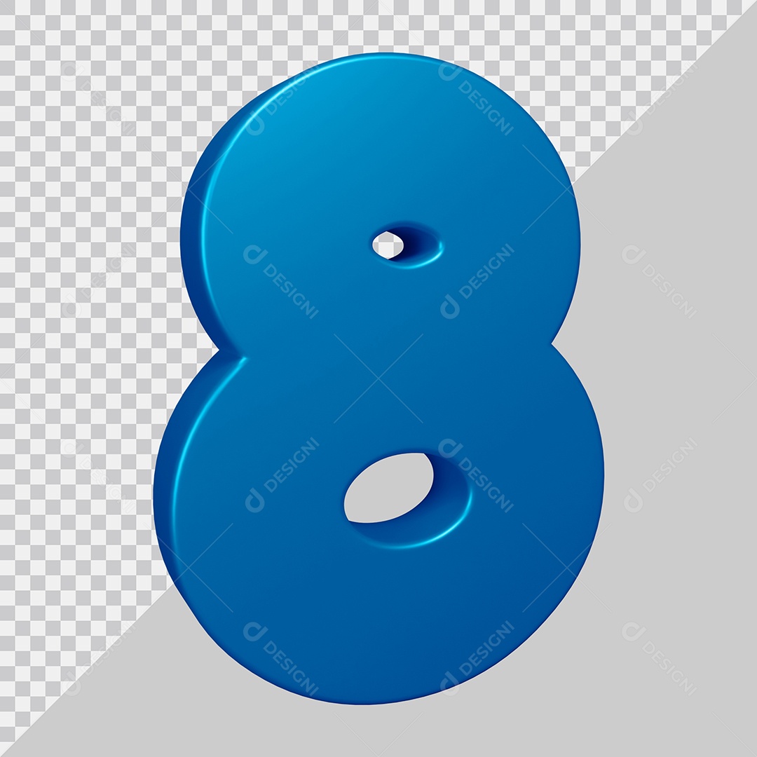 Elemento 3D Para Composição Número 8 Azul PSD