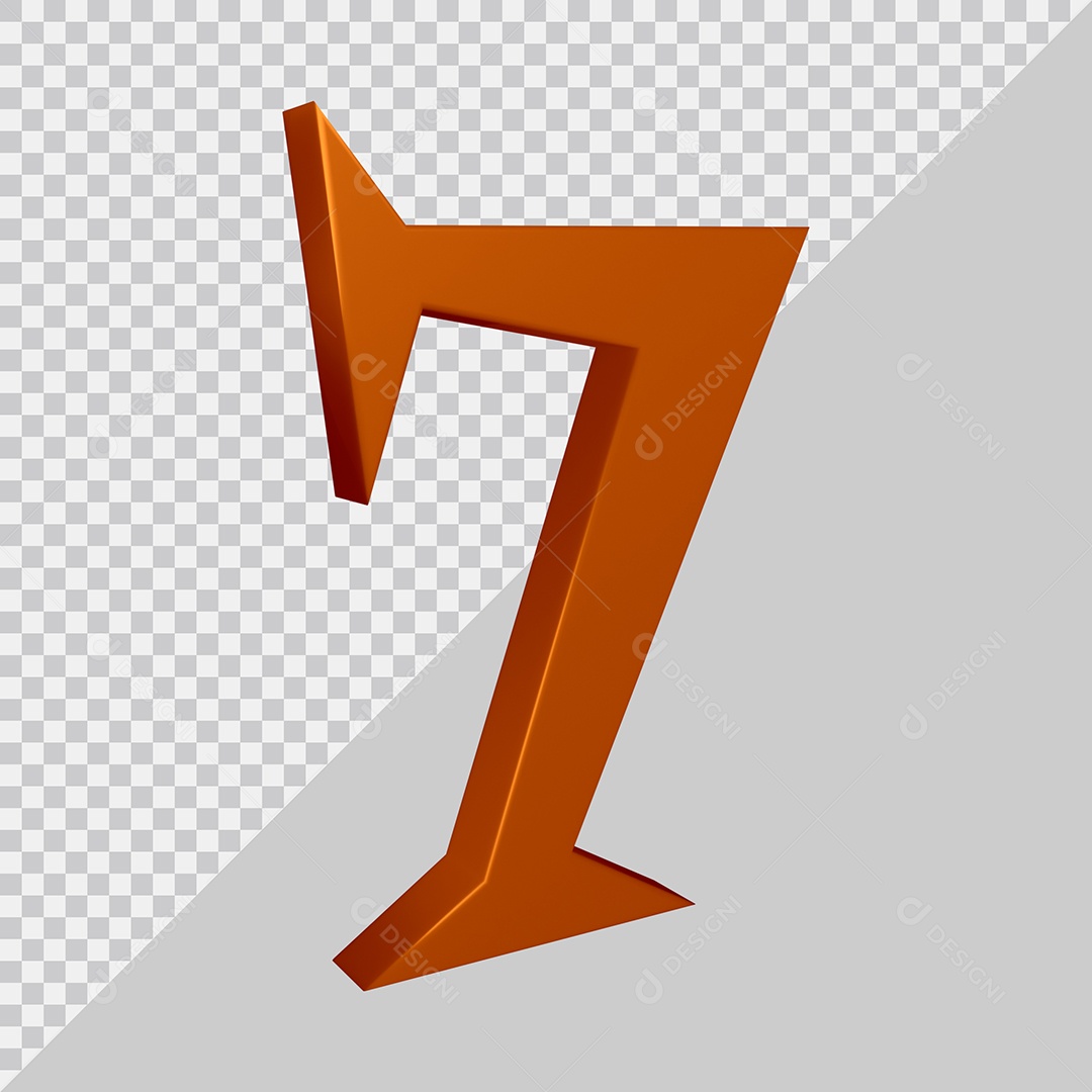 Elemento 3D Para Composição Número 7 Marrom PSD