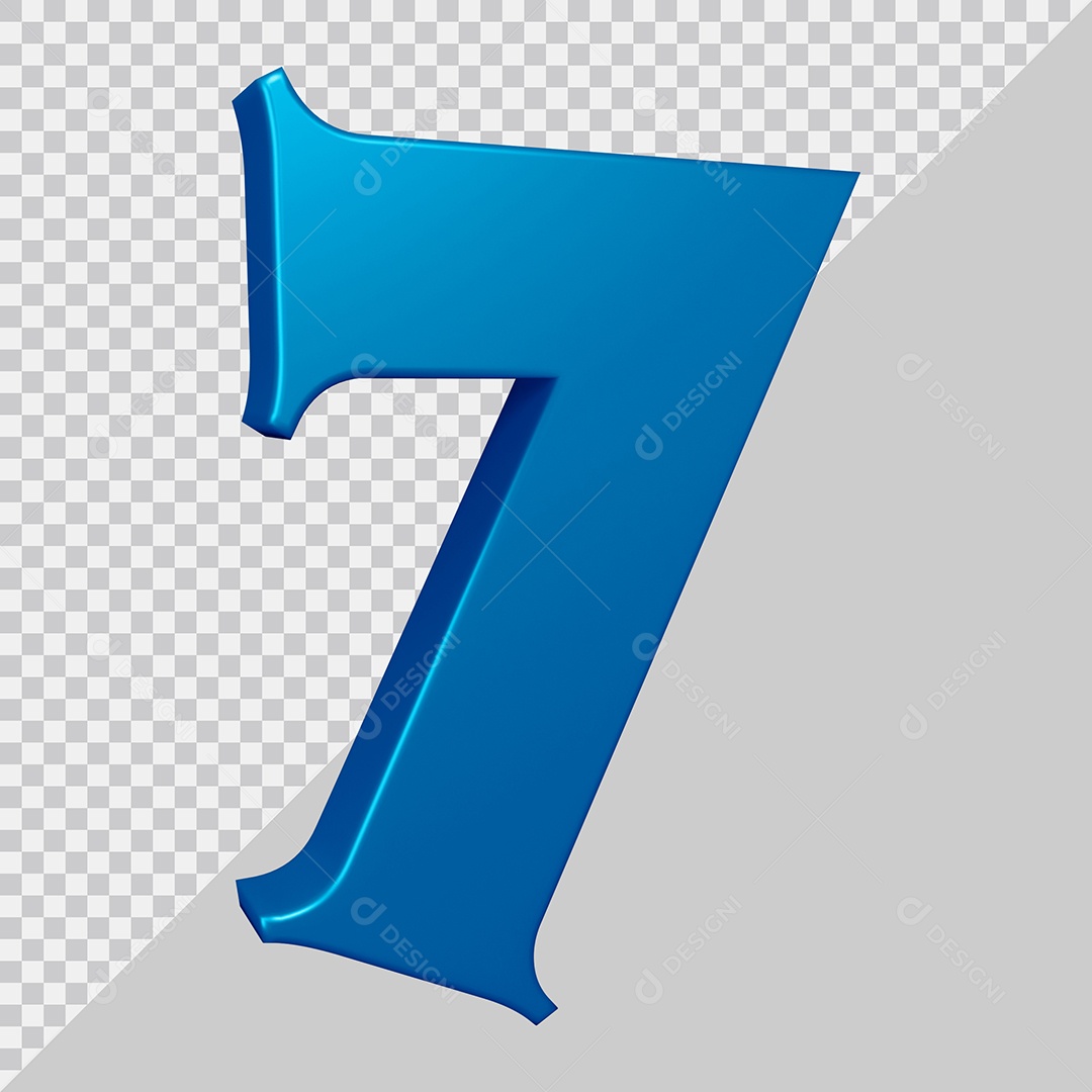 Elemento 3D Para Composição Número 7 Azul PSD