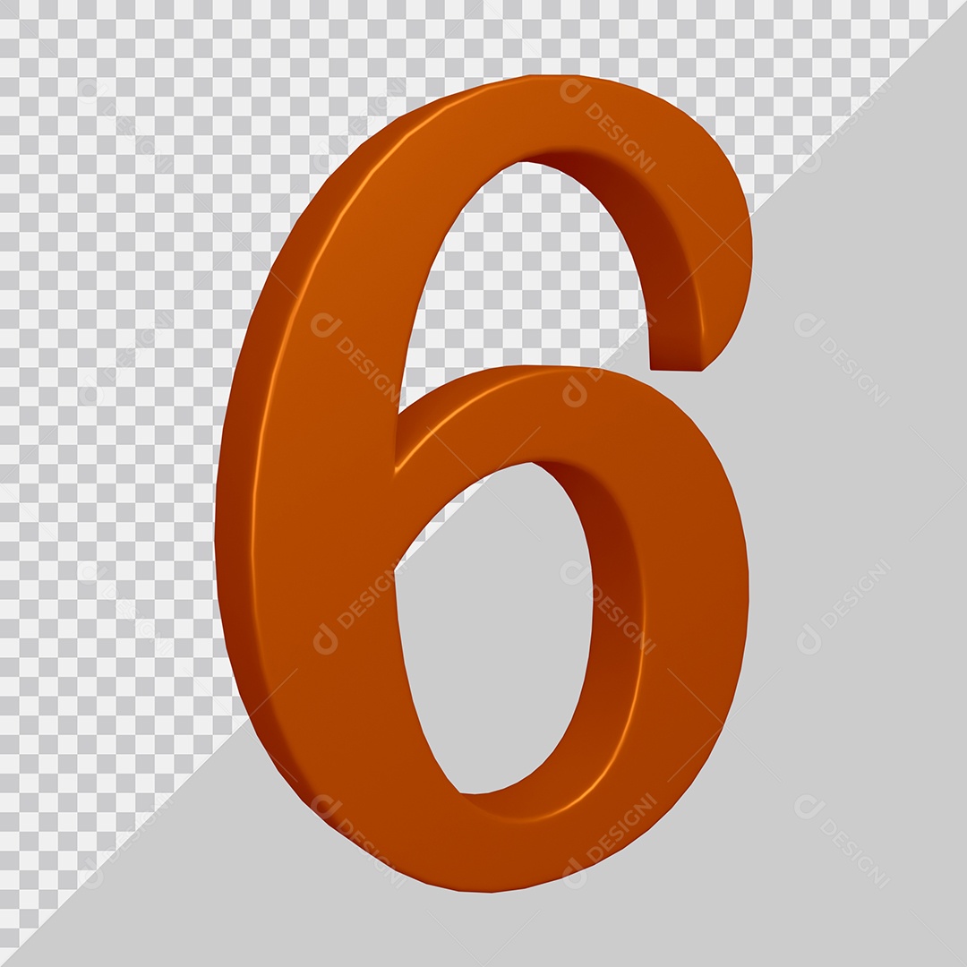 Elemento 3D Para Composição Número 6 Marrom PSD