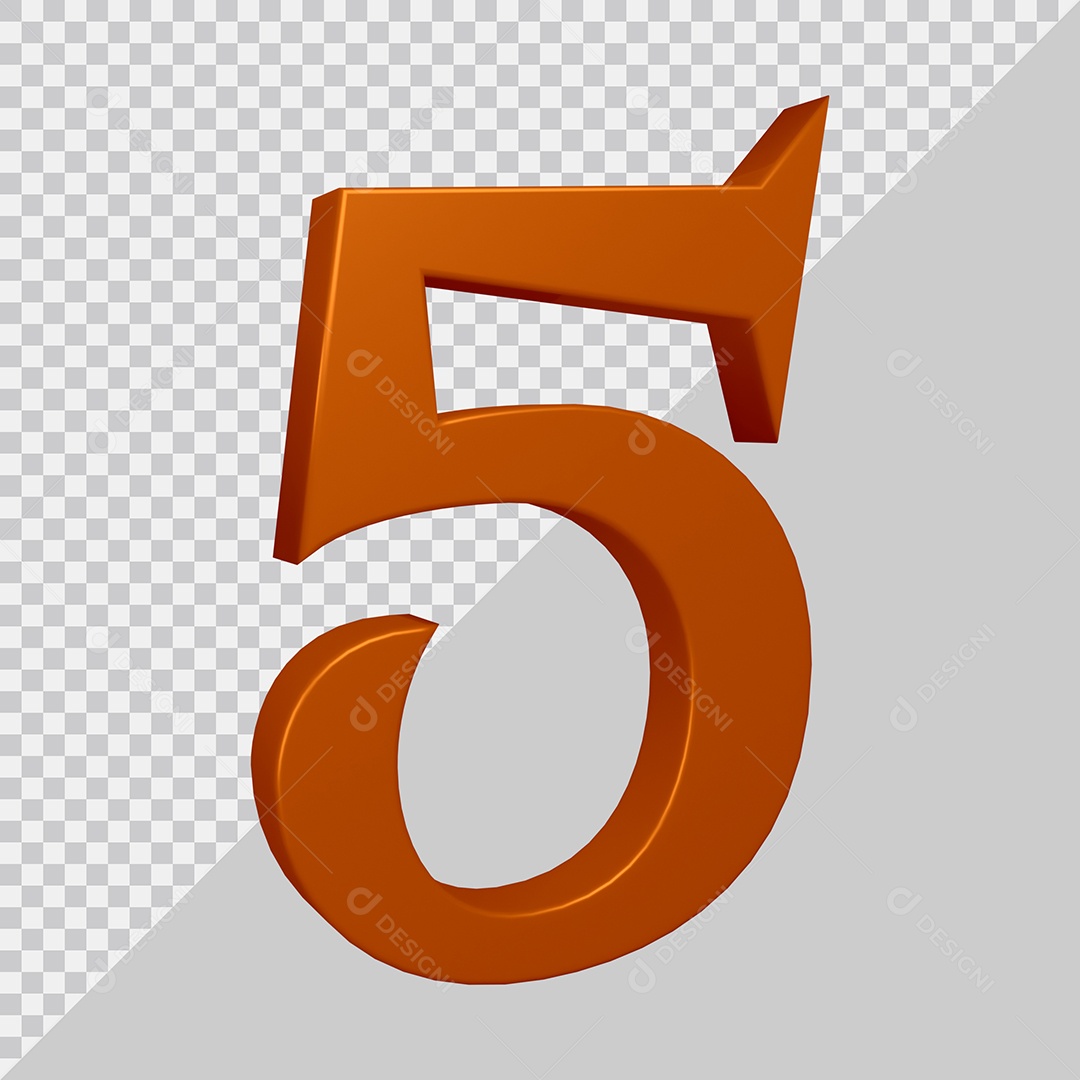 Elemento 3D Para Composição Número 5 Marrom PSD