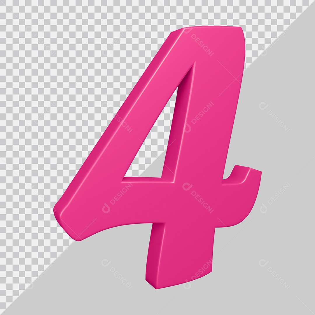 Elemento 3D Para Composição Número 4 Rosa PSD