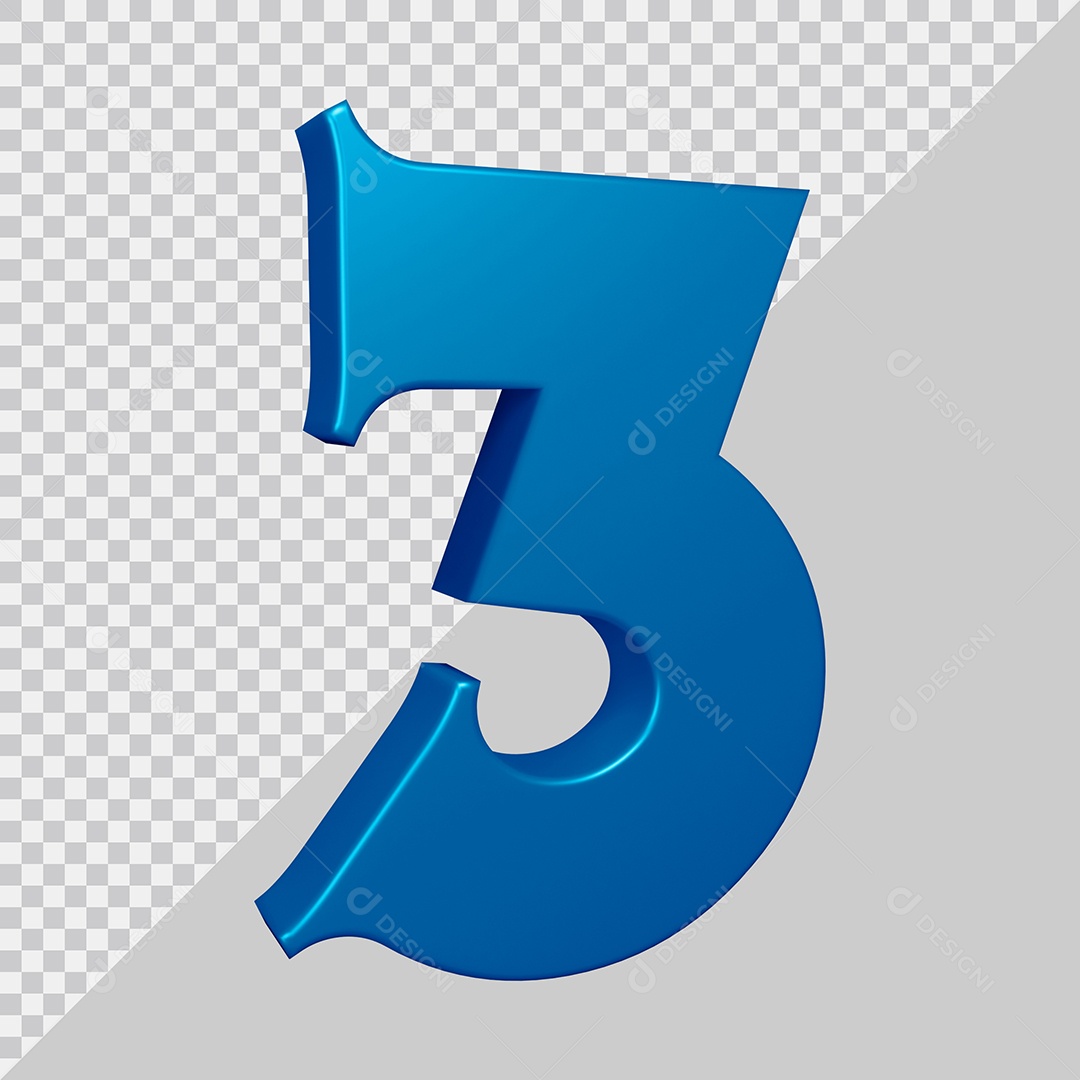 Elemento 3D Para Composição Número 3 Azul PSD