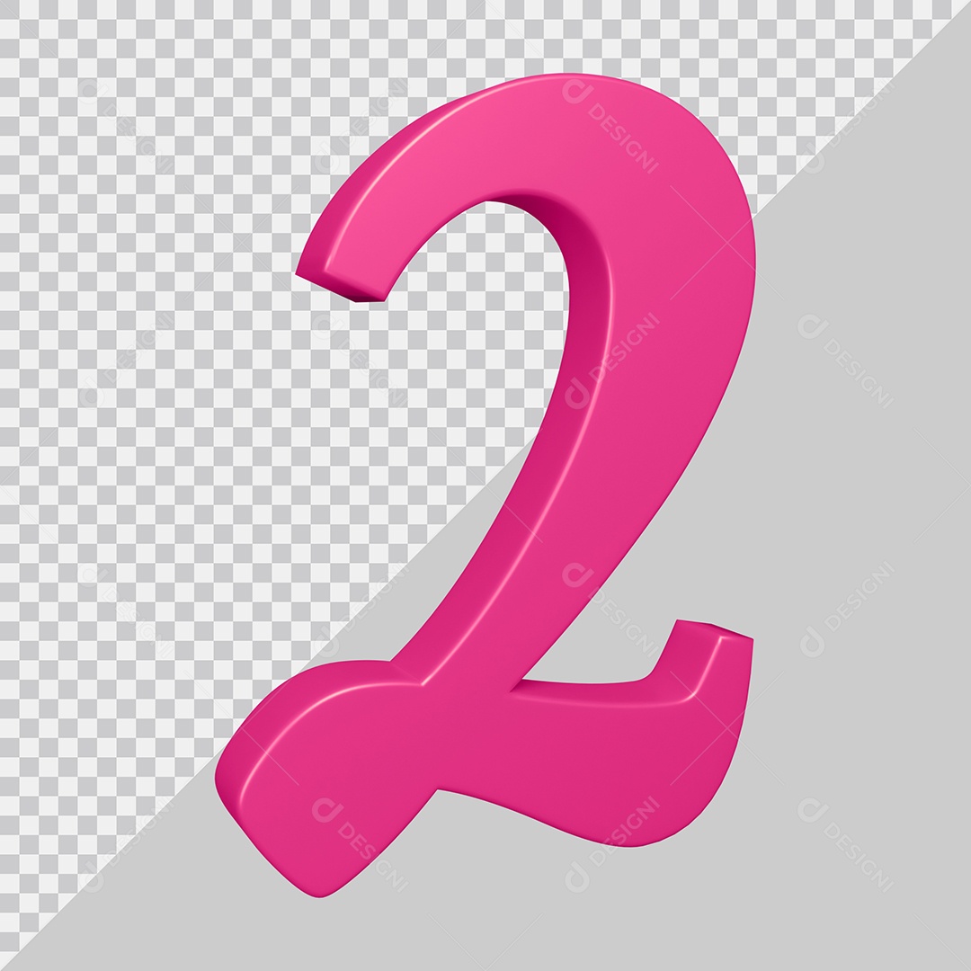 Elemento 3D Para Composição Número 2 Rosa PSD