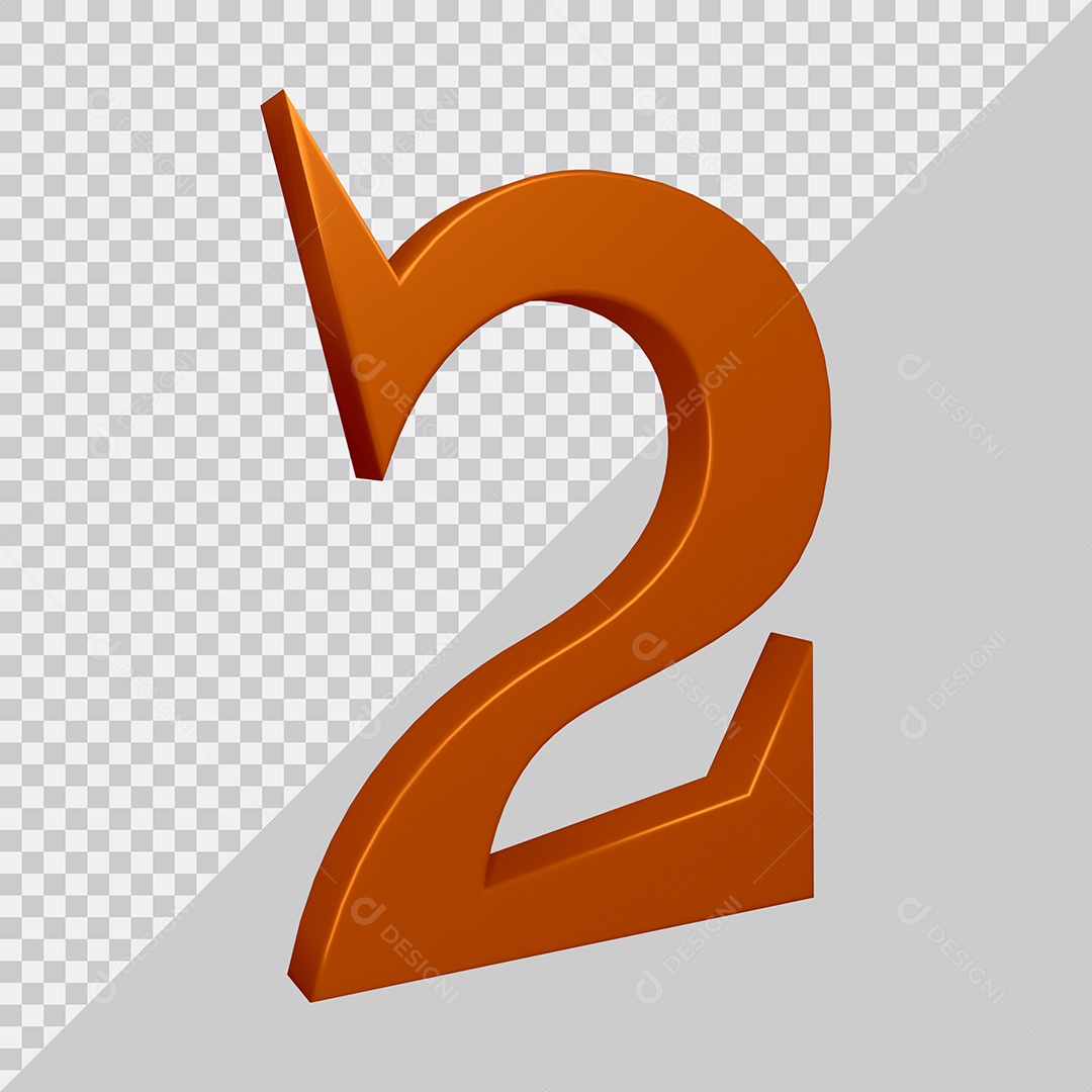 Elemento 3D Para Composição Número 2 Marrom PSD