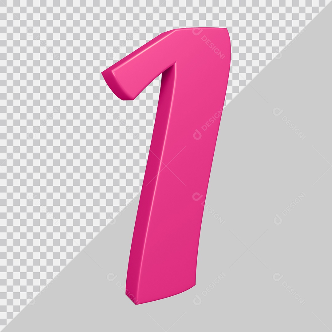 Elemento 3D Para Composição Número 1 Rosa PSD