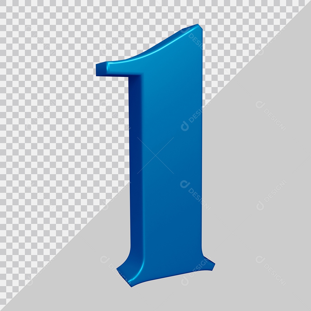 Elemento 3D Para Composição Número 1 Azul PSD