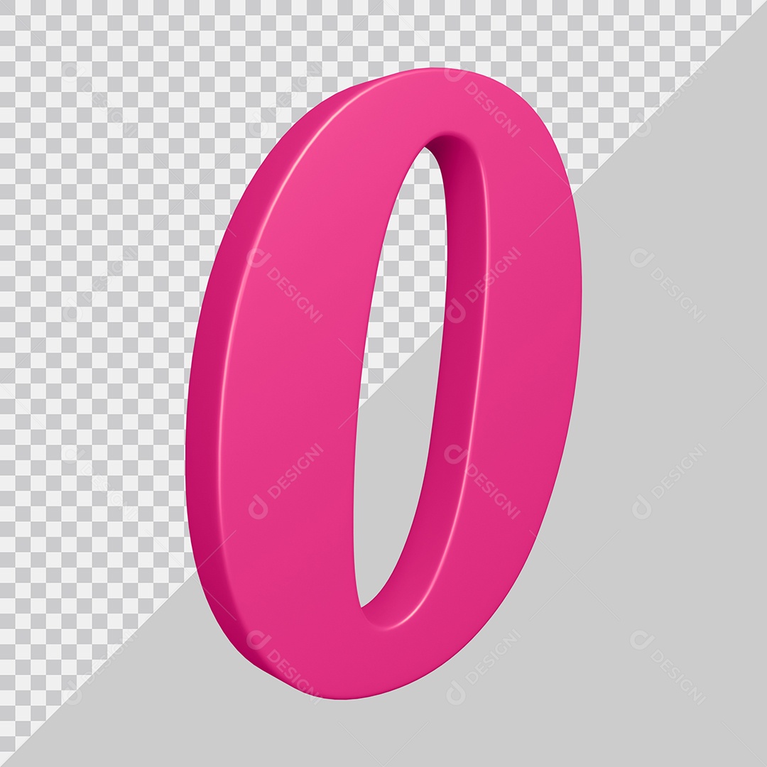 Elemento 3D Para Composição Número 0 Rosa PSD