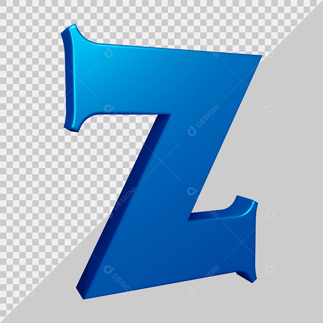 Elemento 3D Para Composição Letra Z Azul PSD