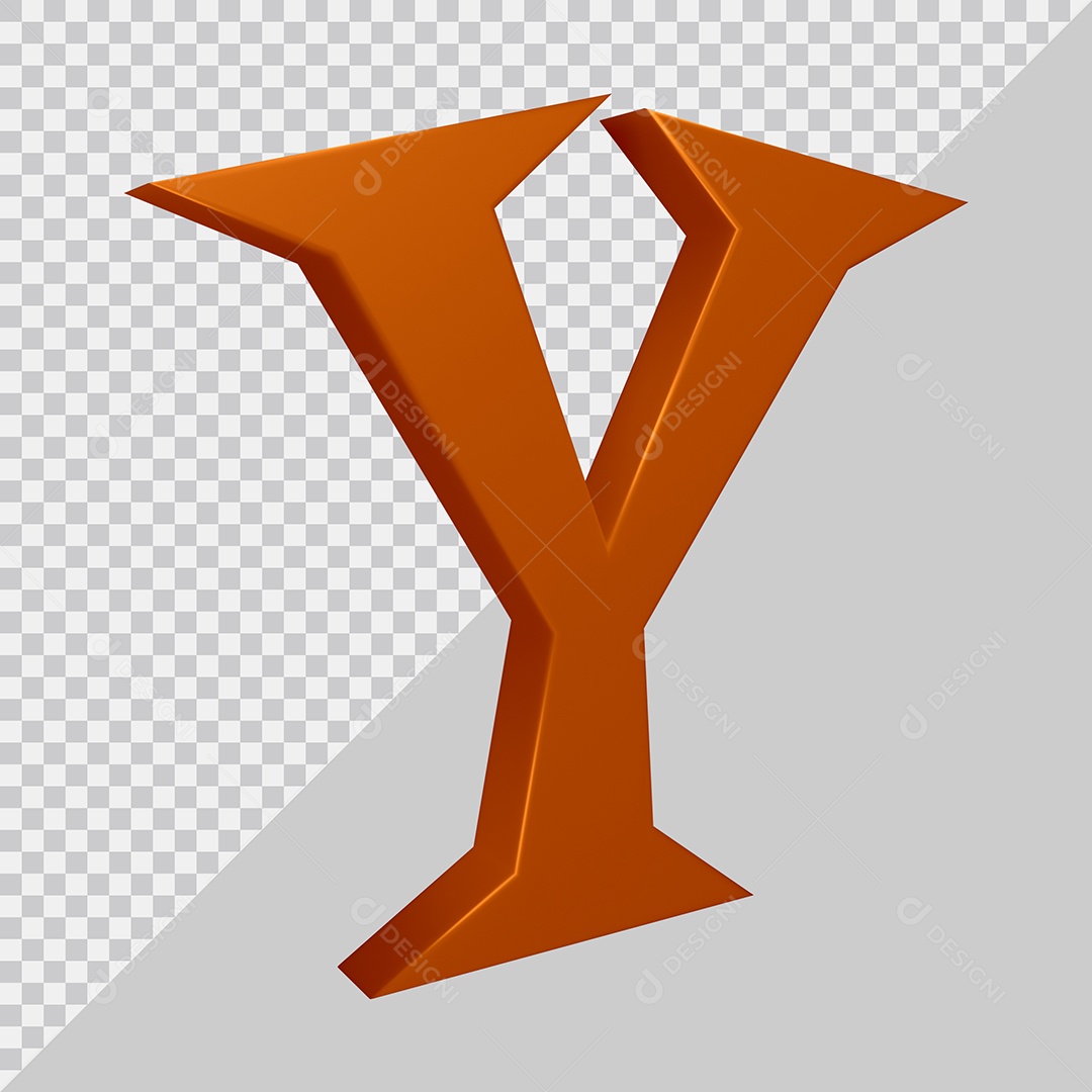 Elemento 3D Para Composição Letra Y Marrom PSD