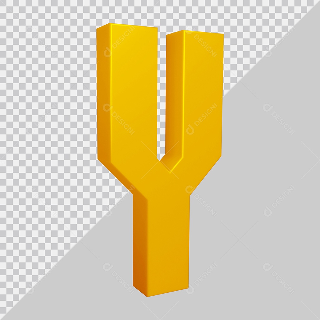Elemento 3D Para Composição Letra Y Dourado PSD