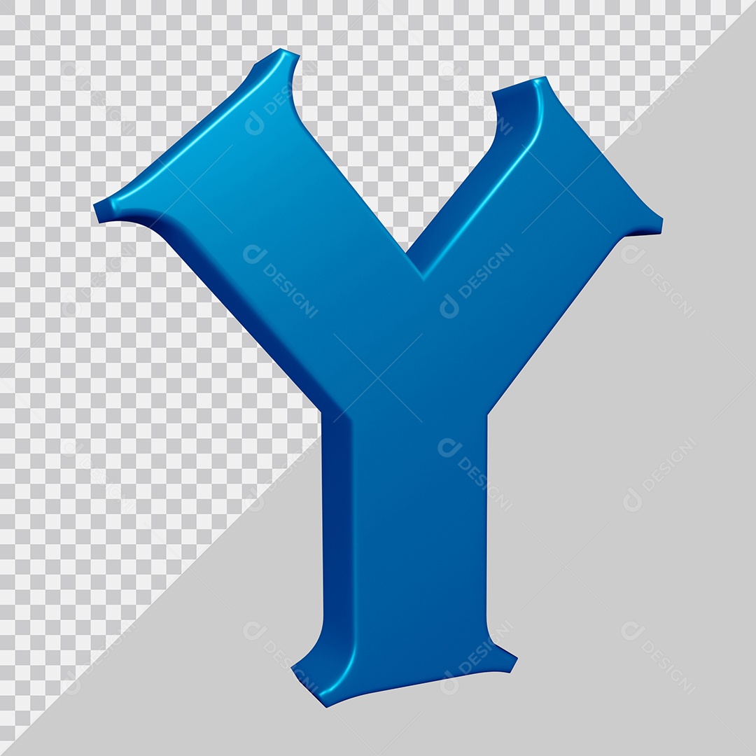 Elemento 3D Para Composição Letra Y Azul PSD