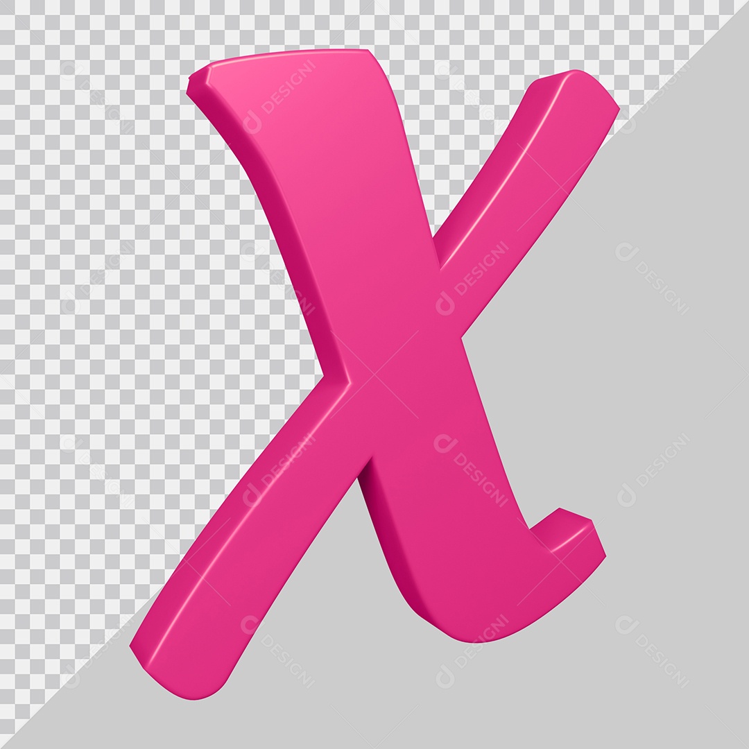 Elemento 3D Para Composição Letra X Rosa PSD