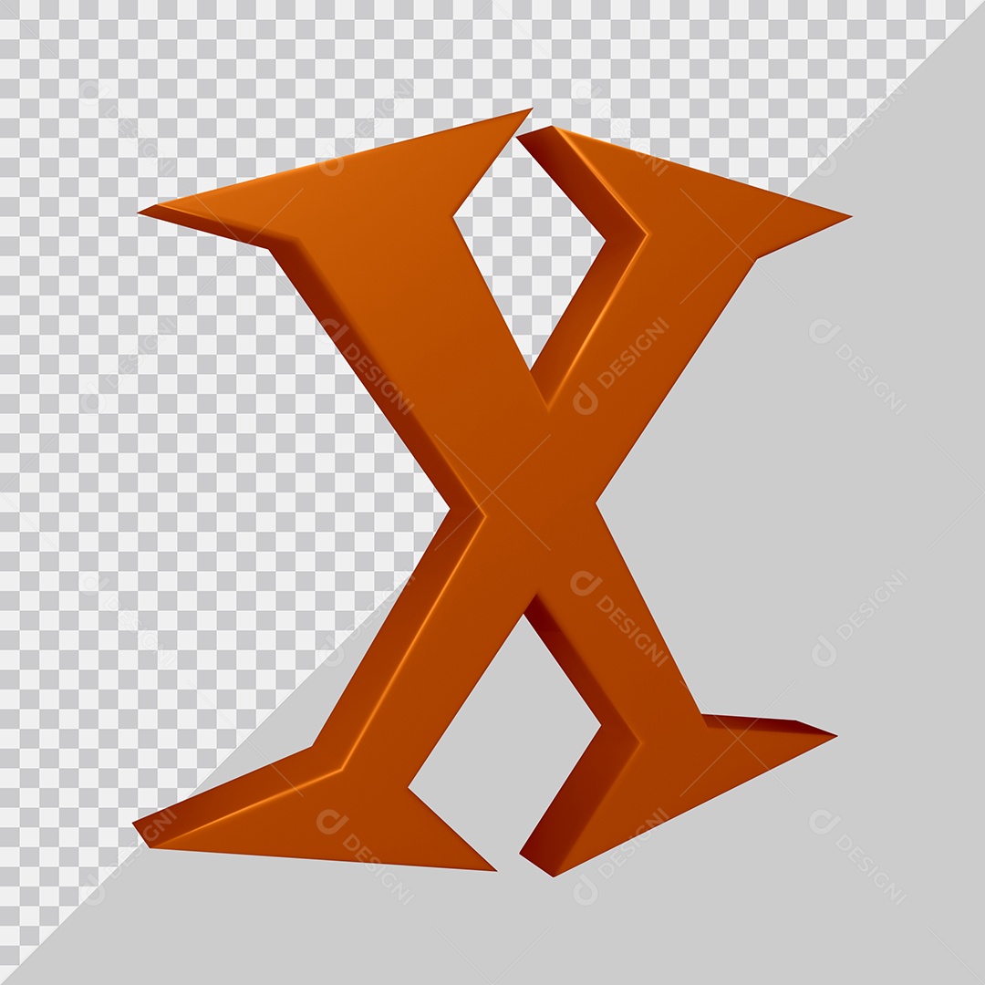 Elemento 3D Para Composição Letra X Marrom PSD