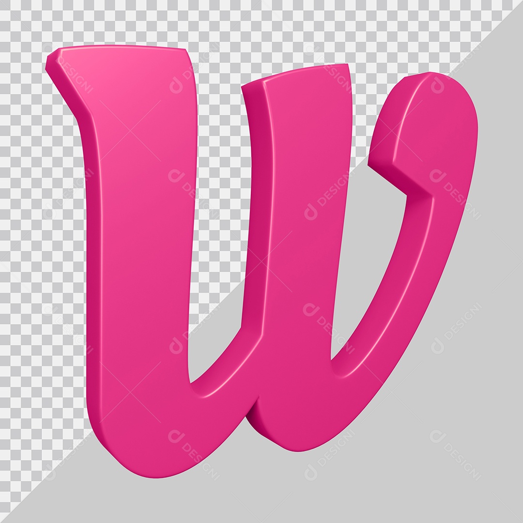 Elemento 3D Para Composição Letra W Rosa PSD