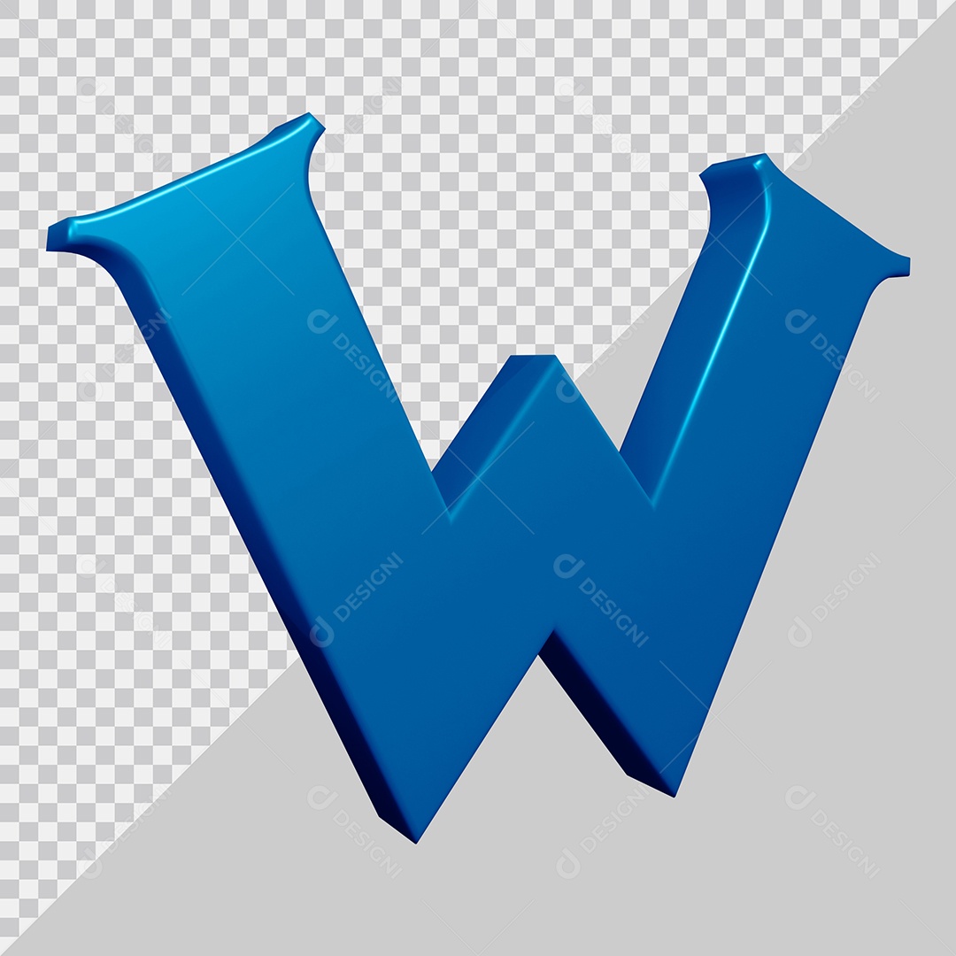 Elemento 3D Para Composição Letra W Azul PSD