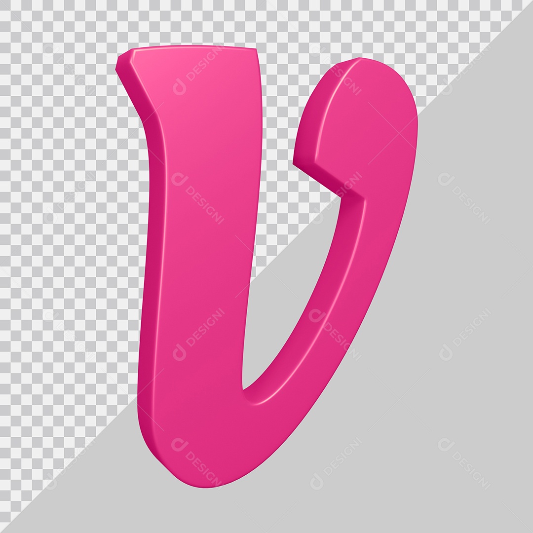 Elemento 3D Para Composição Letra V Rosa PSD