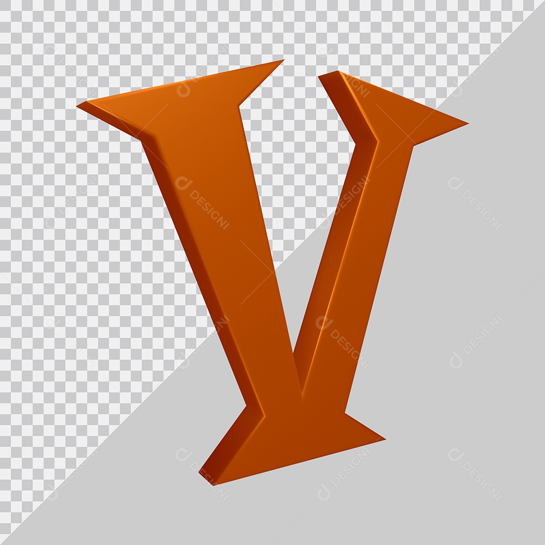 Elemento 3D Para Composição Letra V Marrom PSD