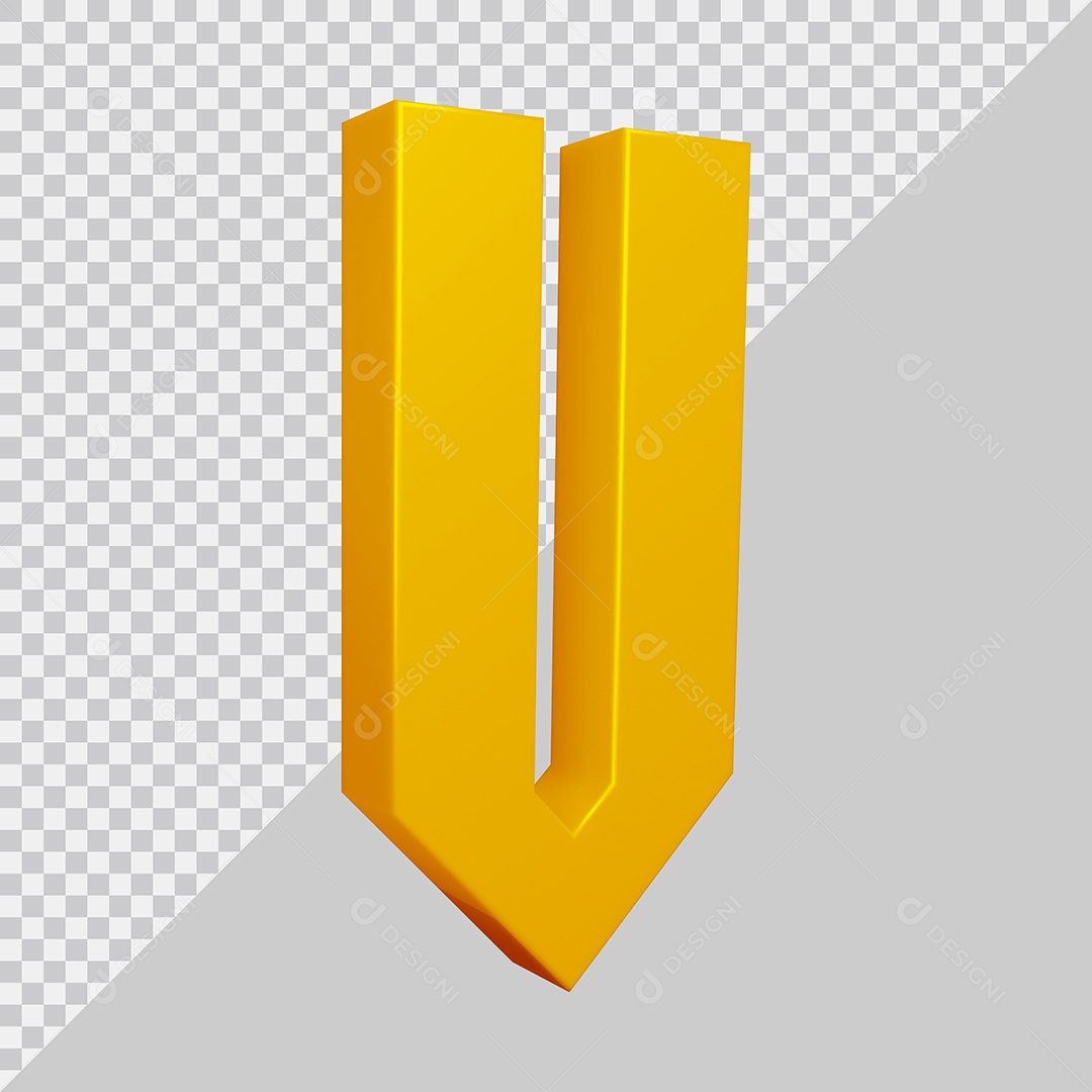 Elemento 3D Para Composição Letra V Dourado PSD