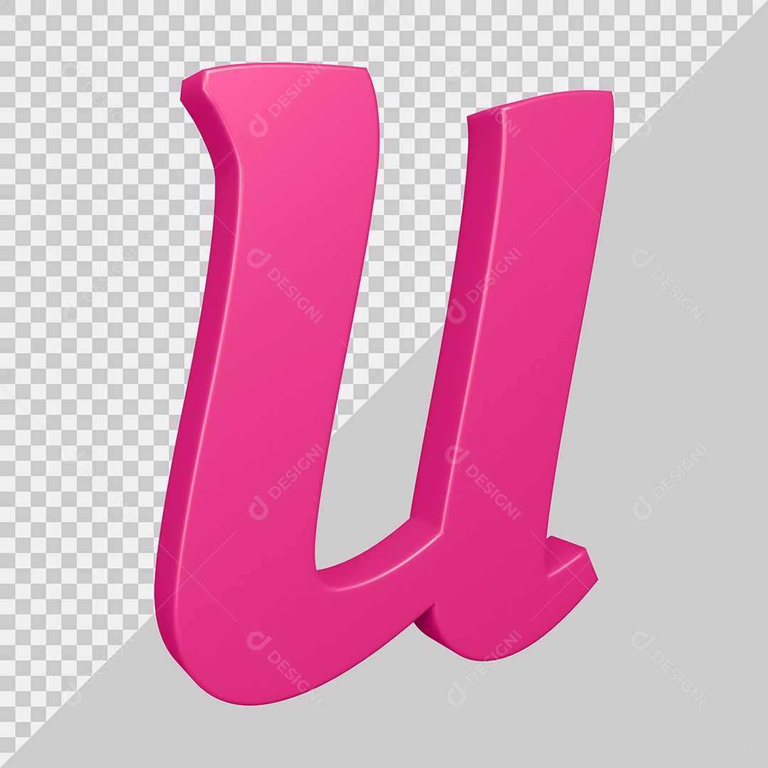 Elemento 3D Para Composição Letra U Rosa PSD