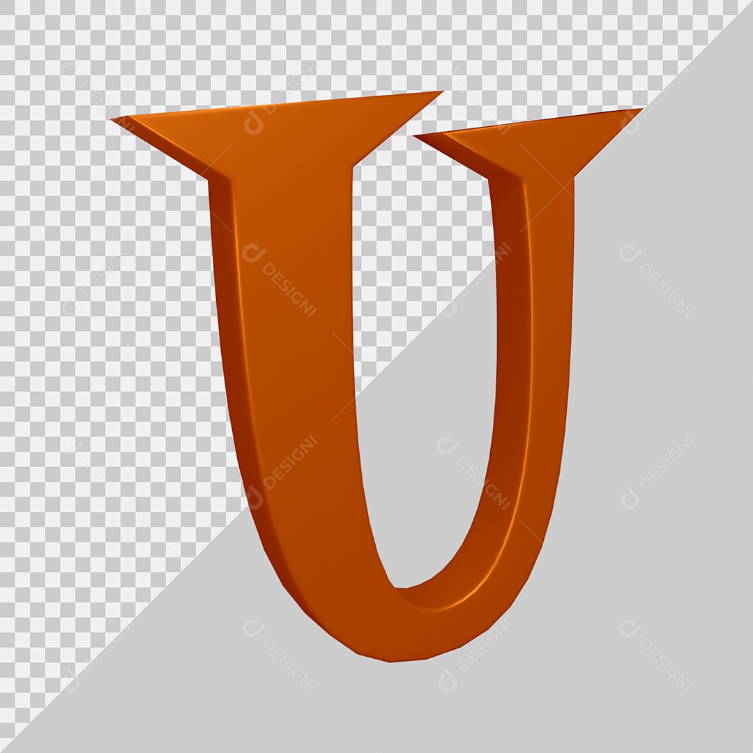 Elemento 3D Para Composição Letra U Marrom PSD
