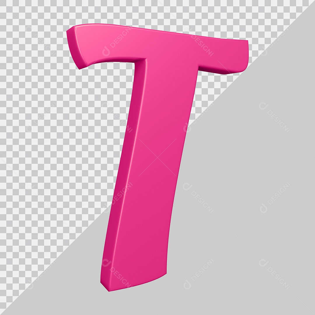 Elemento 3D Para Composição Letra T Rosa PSD