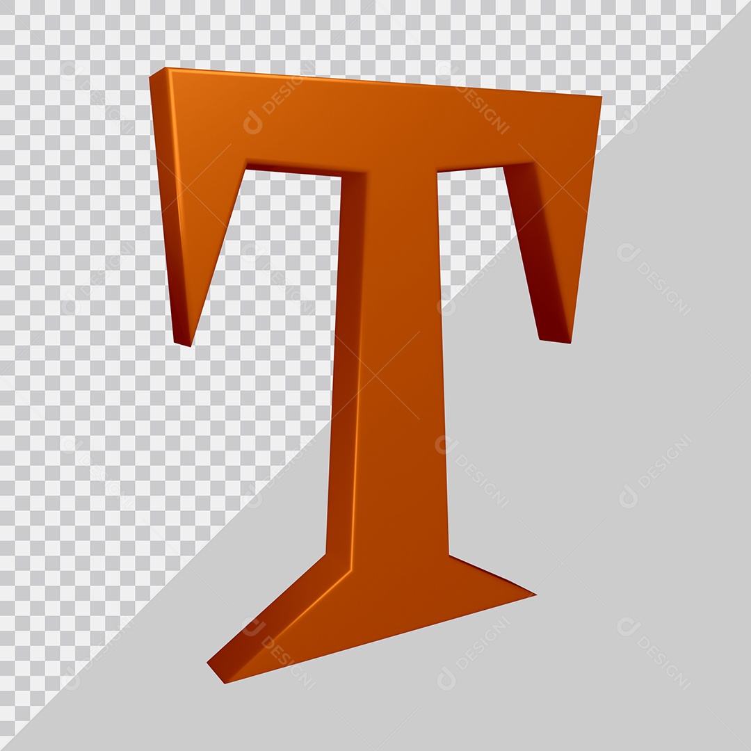 Elemento 3D Para Composição Letra T Marrom PSD