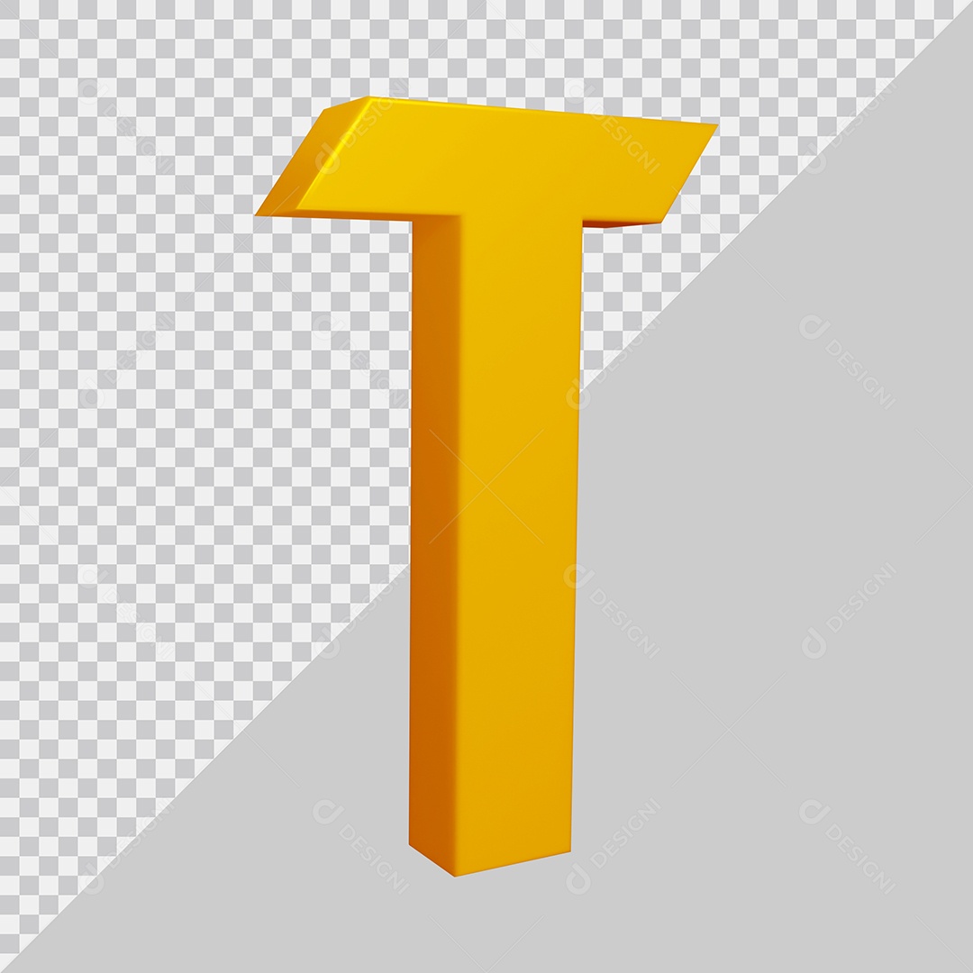 Elemento 3D Para Composição Letra T Dourado PSD